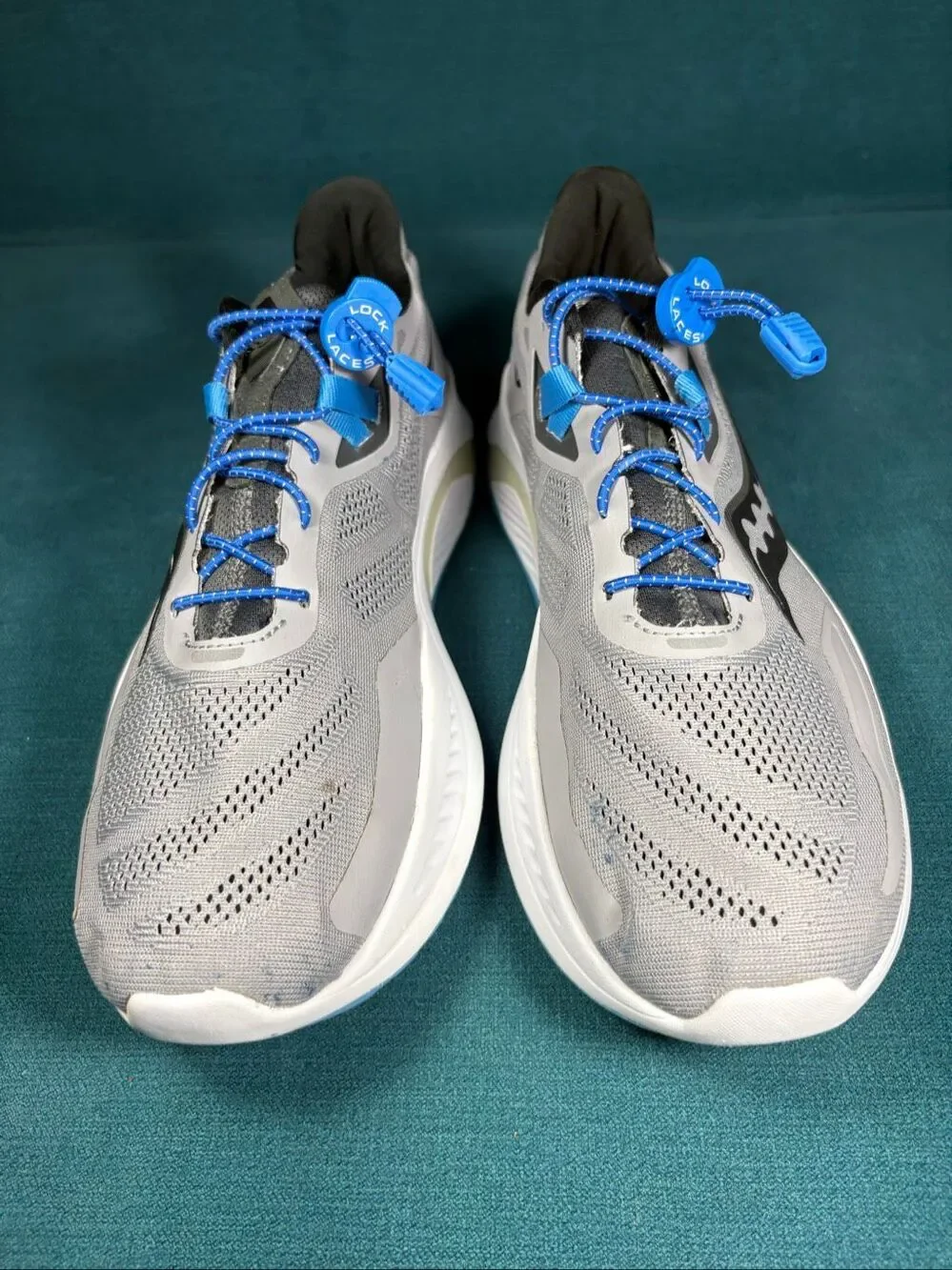 Saucony Guide 15 Mens 12 Grey Blue Lock Laces Running Shoes S20684-15
